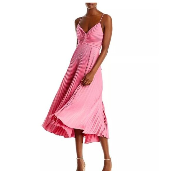ALC Gemini Pleated Midi Dress Pink In Chateau Rose Size 10 - Picture 2 of 5